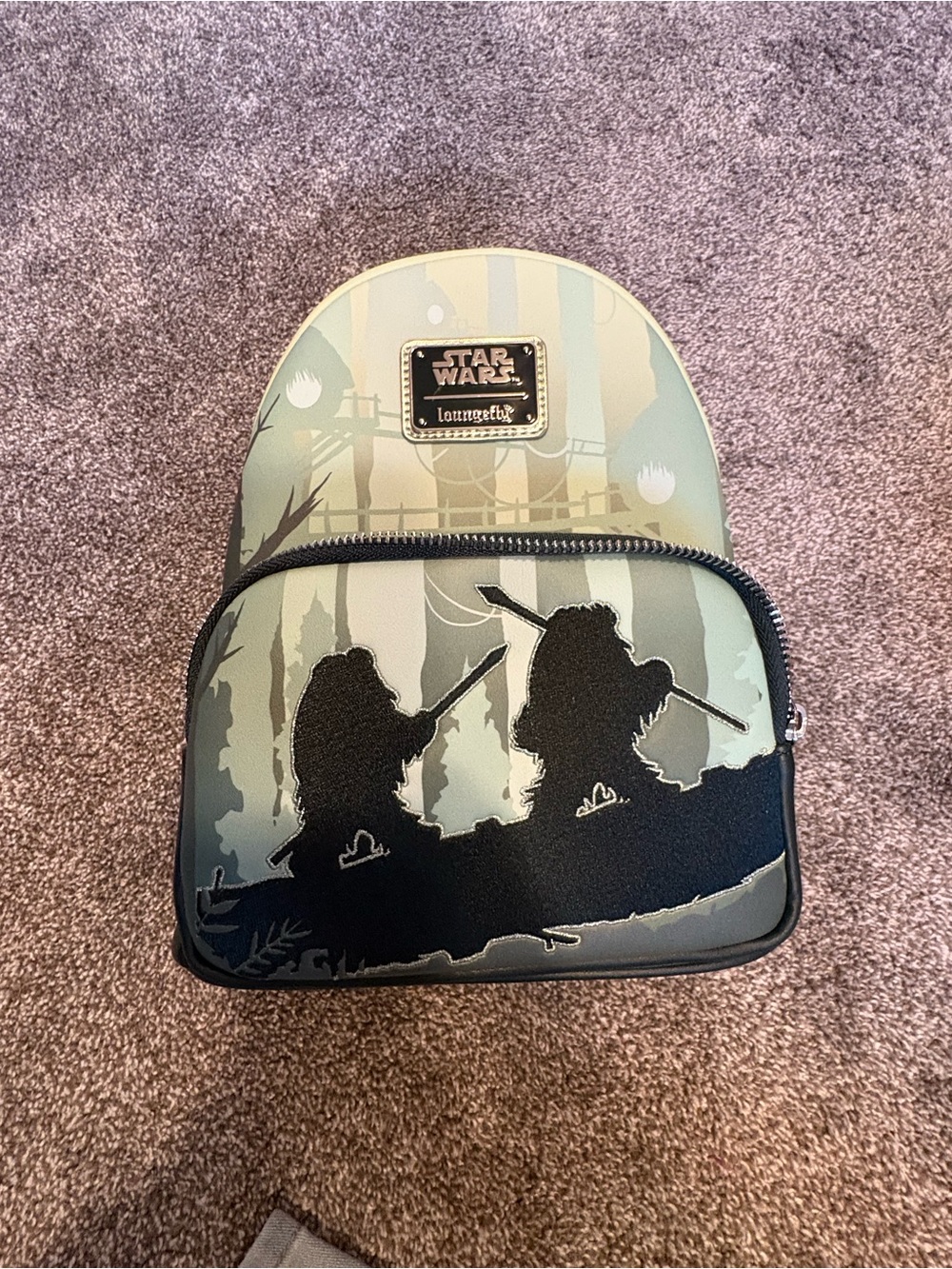 Loungefly Star Wars Ewok Silhouette Mini Backpack - Green and Black